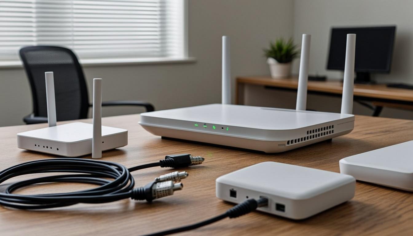 Best internet setup for remote workers showing WiFi router and mesh network system
