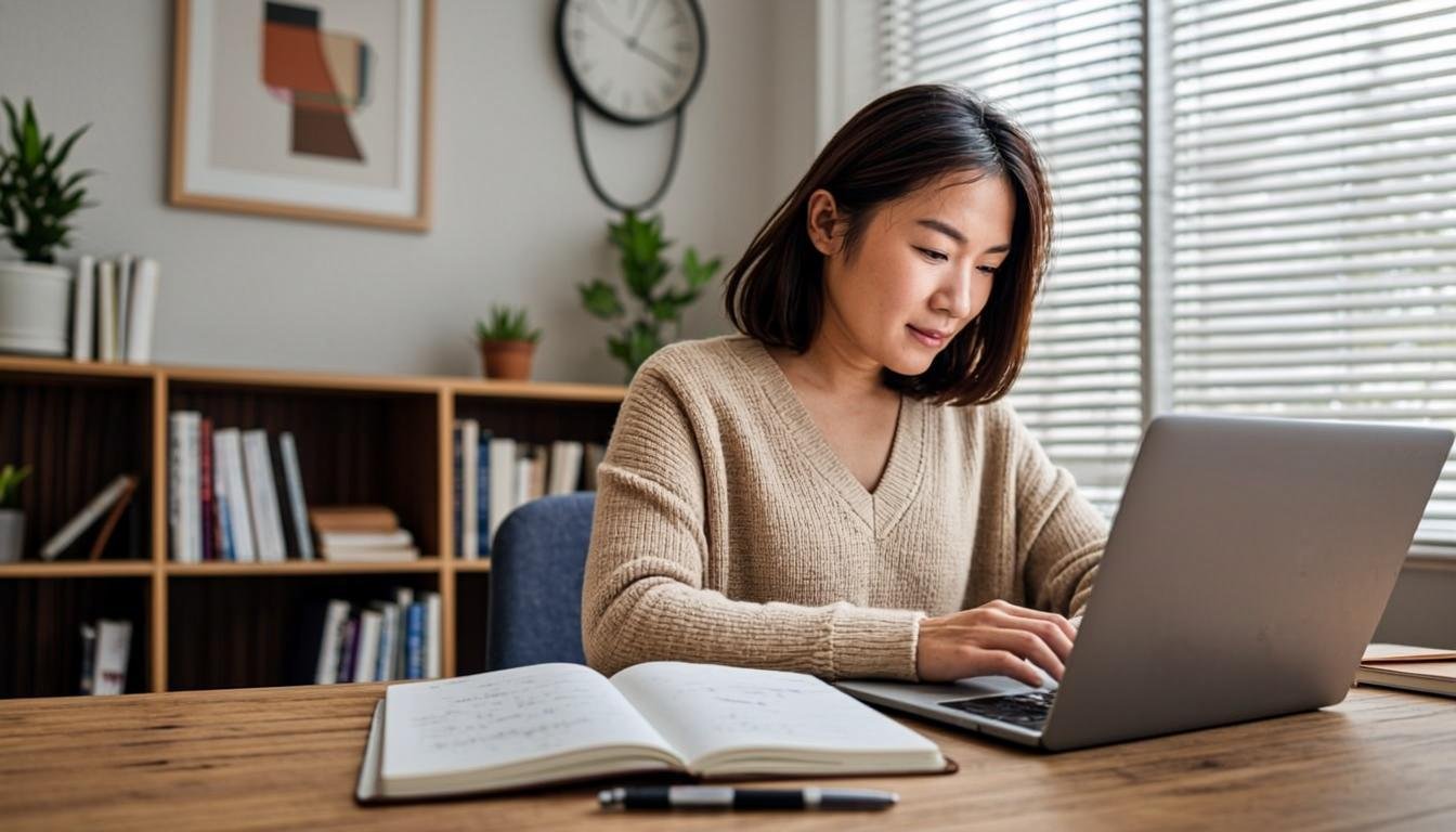Copywriting tips for bloggers writing content on laptop