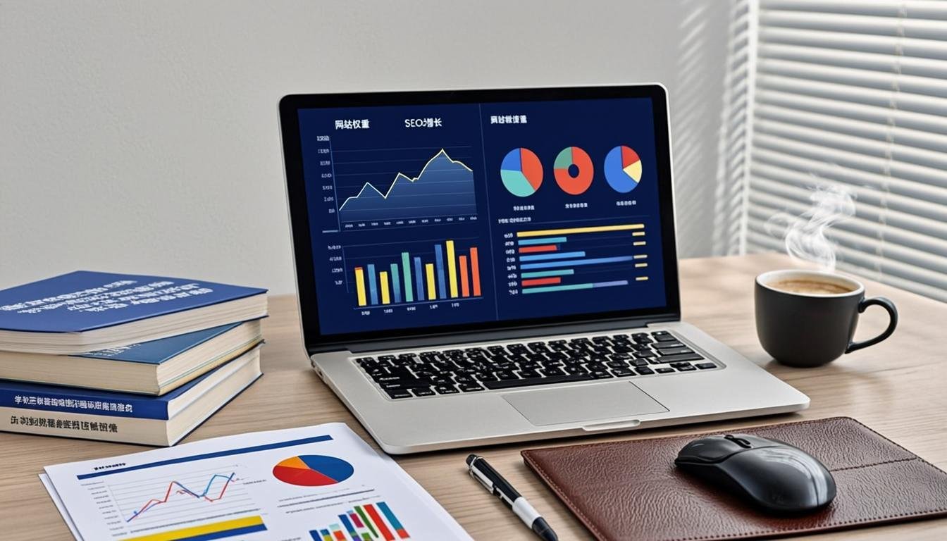 Domain authority SEO growth on laptop with analytics