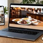 Social media marketing for bloggers on laptop and phone