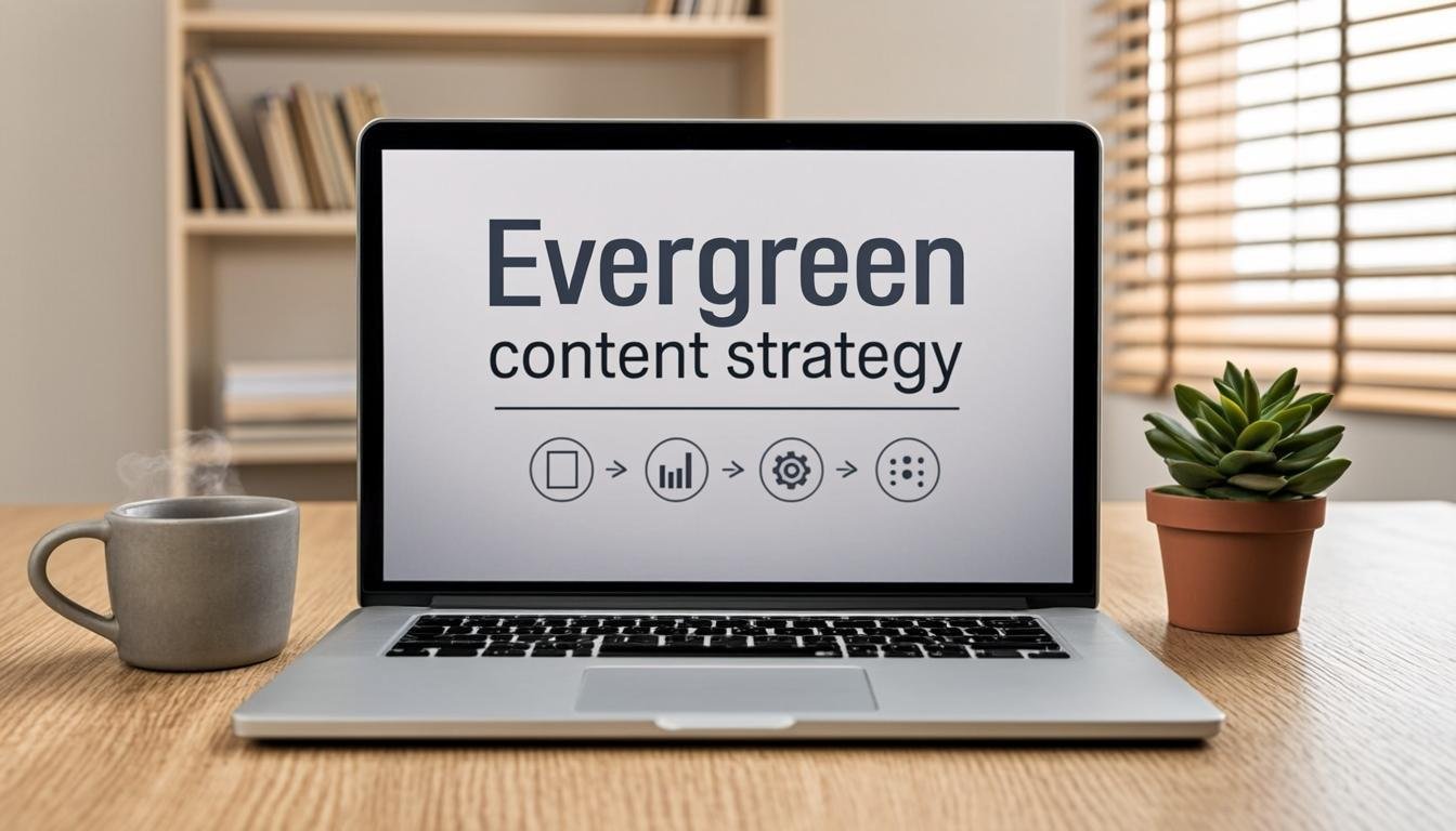 Evergreen content strategy on laptop