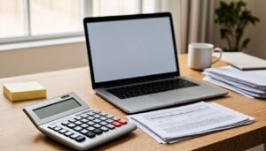 Freelance tax planning on laptop