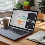 Time management for freelancers on laptop with calendar