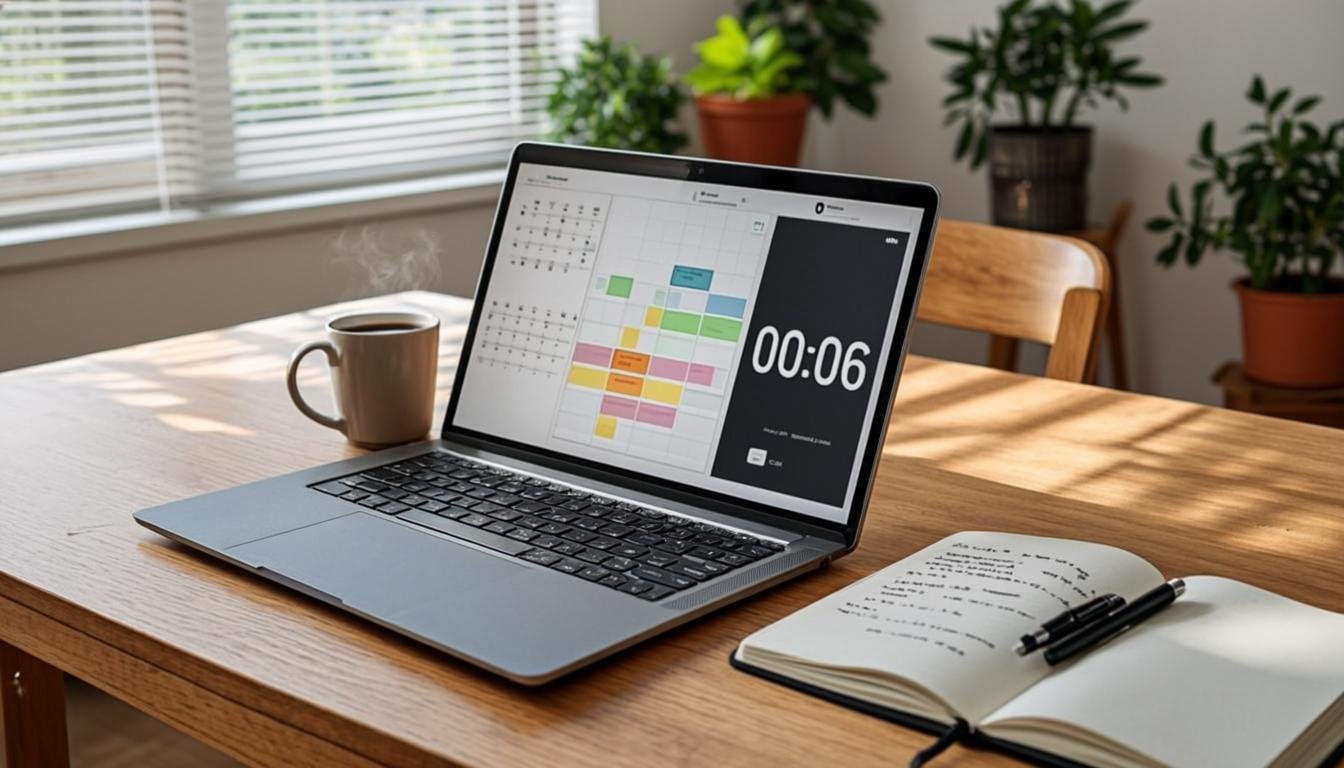 Time management for freelancers on laptop with calendar